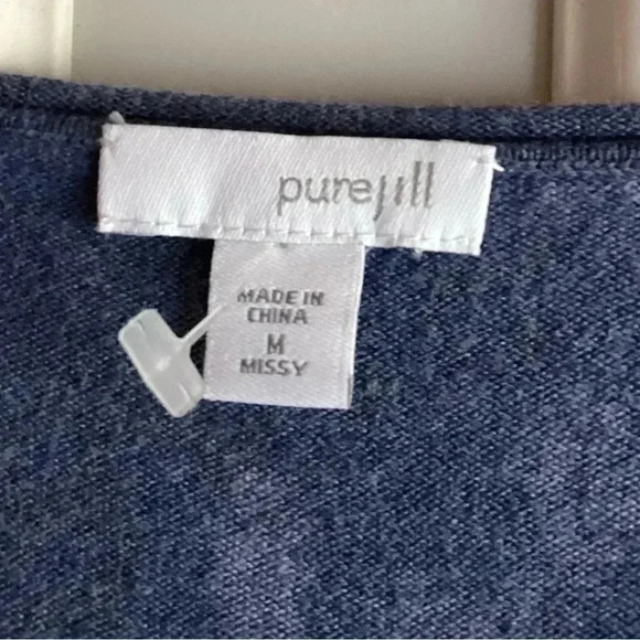 Pure Jill Blue Silk& cotton Blend Long Sleeve top size Medium - Picture 3 of 7